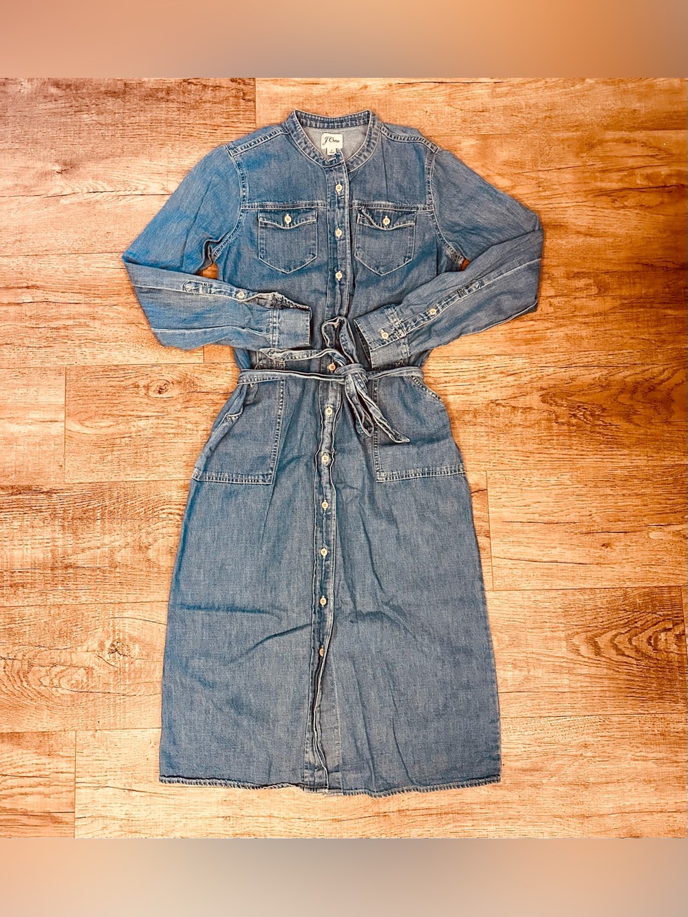 J Crew Denim Button Front Midi Dress Size 2